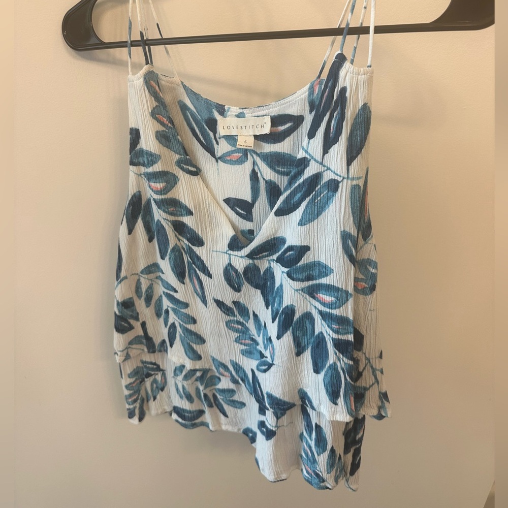 White Tank with Pink and Blue Florals from lovestitch